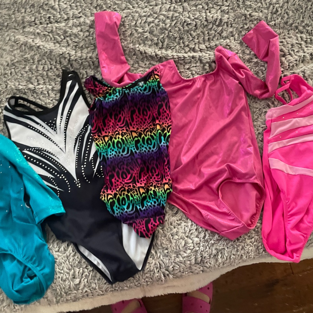 Girls' Colorful Pink and Multicolor Gymnastics Leotards